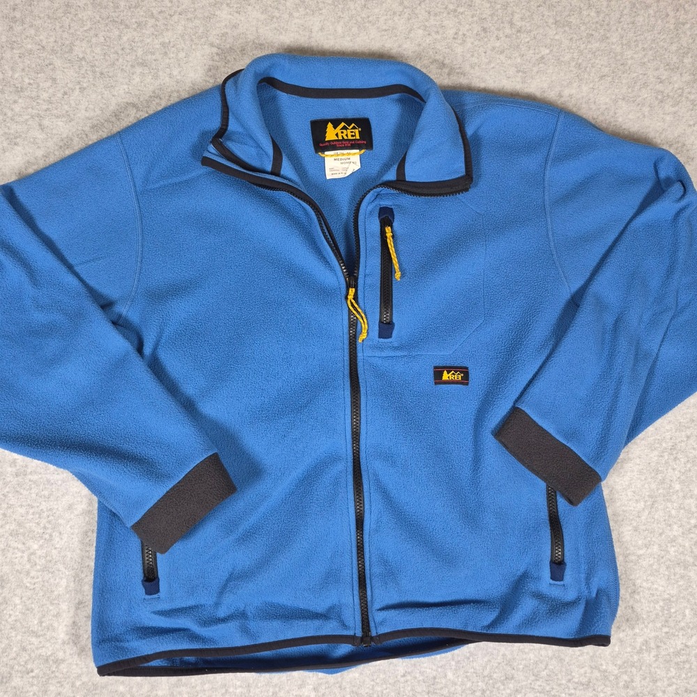 REI Fleece Jacket Womens Medium Blue Full Zip Outdoor Hiking Zip Pockets